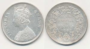 Victoria Queen, Silver Rupee, 1862, Bombay Mint, A / II / 0 / 6 dots (Pr 86). About Extrem