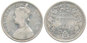Victoria Queen, Silver Rupee, 1862, Bombay Mint, B / II / 0 / 7 dots, (Pr 88). Very Good, 