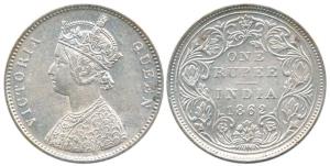 Victoria Queen, Silver Rupee, 1862, Bombay Mint, A / II / 0 / 10 dots, (Pr 93). About Extr