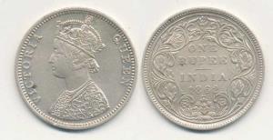 Victoria Queen, Silver Rupee, 1862, B2 2 / 0 dot; C / II 1 / 2 dot; B / II 0 / 3. Very Fin