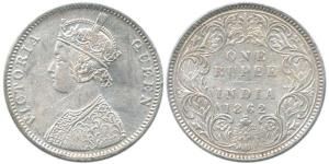 Victoria Queen, Silver Rupee, 1862, A / I 1 / 2 dot. Very Fine, Rare.