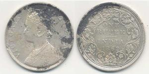Victoria Queen, Silver Rupee, 1862, B / II 0 / 3. Fine.