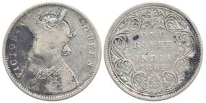 Victoria Queen, Silver Rupee, 1862, A / I / 0 / 5. Very Good, Extremely Rare.