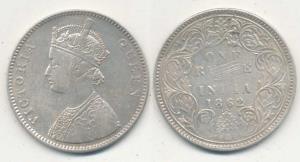 Victoria Queen, Silver Rupee 1862, {R}, A / I / 0 / 4. About Very Fine.