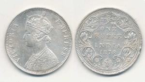 Victoria Empress, Silver Rupee, 1878, A3 / II dot pineapple variant. Very Fine.