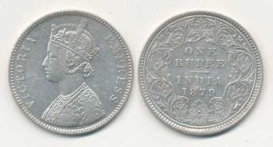 Victoria Empress, Silver Rupee, 1879, A / I ’C’ incuse; A3 / IV dot. About Very Fine to Ab