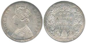 Victoria Empress, Silver Rupee, 1881, A / I ’C’ incuse. Very Fine+.