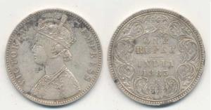 Victoria Empress, Silver Rupee, 1883 and 1884, A / I ’C’ incuse; A3 / II ’B’ raised in the