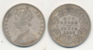 Victoria Empress, Silver Rupee, 1883, A3 / I ’B’ raised. About Very Fine.