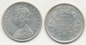 Victoria Empress, Silver Rupee, 1886, A4 / I ’C’ incuse; C2 / I ’B’ incuse. Very Fine. (2)