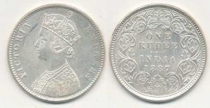 Victoria Empress, Silver Rupee, 1887, A4 / I ’C’ incuse; C2 / I ’B’ (inverted) incuse. Ver