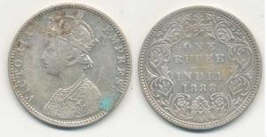 Victoria Empress, Silver Rupee, 1888, C2 / I ’B’ incuse; C2 / I ’B’ raised; C3 / I ’C’ inc