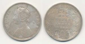 Victoria Empress, Silver Rupee, 1889, C2 / I ’B’ raised. Very Fine, Rare.