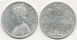 Victoria Empress, Silver Rupee, 1892, C2 / I ’B’ incuse; C3 / I ’C’ incuse; C2 / I ’B’ rai