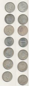 George VI, Half Silver Rupee (6), 1940 to 1945; Cupro-Nickel, 1947, Lahore Mint. (7)