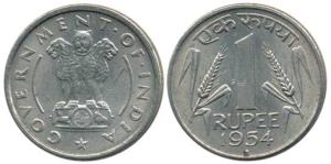 Cupro-Nickel Rupee, 1954, Bombay Mint. Extremely Fine, Rare.