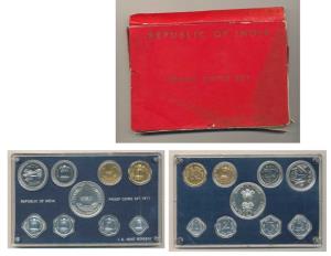 1971 Proof set, Food For All, set of 9, 1 Paisa to Rupees 10. Within original packaging, R