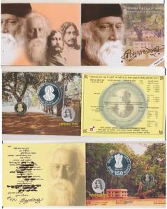 2011 Proof Set, 150th Birth Anniversary of Rabindranath Tagore, set of 2, Rupees 5 and 150