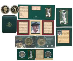 Australia, Sir Donald Bradman (1908-2001), Aluminum Bronze $5, the first Proof in box of i