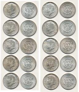 United States of America, Silver Kennedy ½ Dollar (10), 1964. Uncirculated.(10)