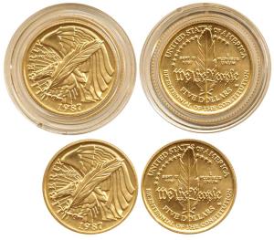 United States of America, Gold $5, 8.35g, 1987, Bicentennial of the Constitution, Mintmark