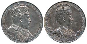 Coronation Medal of Edward VII, Silver, 85.88g, Bust of the Emperor to right on obv.; bust