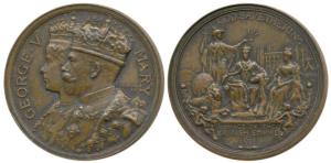 Coronation Medal, Copper, George V, 1911, conjoined busts of George V and Queen Mary on ob