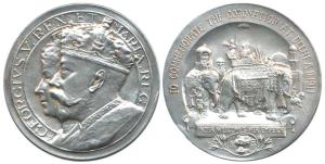Delhi Coronation Durbar 1911, Silver Medal, conjoined busts of George V and Mary on obv., 