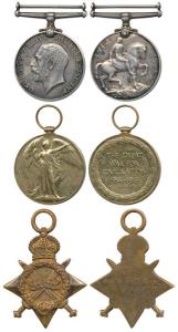 First World War Trio, George V, British War Medal, 1914-15 Star, Victory Medal 1919, award