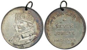 Bombay Baroda and Central India Railway, Silver Jubilee, Pewter Medal, conjoined busts of 