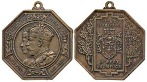Silver Jubilee Medal of George V and Queen Mary, Copper, conjoined busts, names of the rul