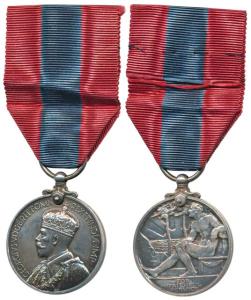 Imperial Service Medal, Silver George V, Awarded to Walter Lee, rev. a naked man resting f