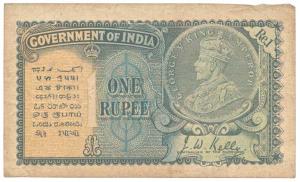 George V, Rupee 1, 2nd issue, 1935, signed J. W. Kelly, (J&R 2.1B). Fine+.