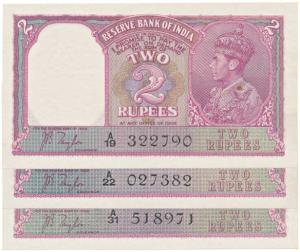 George VI, Rupees 2, 1st issue, 1943, signed J. B. Taylor, (J&R 2.1). Uncirculated, Rare i