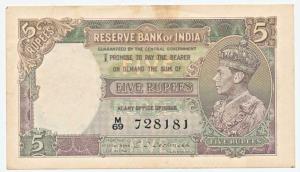 George VI, Rupees 5, 1st issue, 1944, signed C. D. Deshmukh, (J&R 3.2). Very Fine+, Scarce