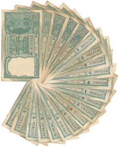 Rupees 5, 1950 and 1951, signed B. Rama Rau, value written in English only (5); value writ