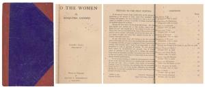 Reprint of - To the Women by Anand T. Hingorani, with a message and signature of Mahatma G