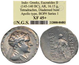 Indo-Greeks, Eucradites II (145-140 BC), Silver Tetradrachm, 16.15g, diademed head of king