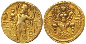 Guptas, Samudragupta (AD 335-380), Gold Dinar, 6.61g, Standard type, obv. king nimbate, st
