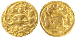 Un attributed, Gold Pagoda, 3.95g, two dieties seated facing on obv. with decoration aroun