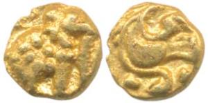 Western Gangas (10th- 11th century AD), Gold Gajapati ¼ Fanam, 0.1g, obv. caparisoned elep