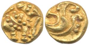 Western Gangas (10th- 11th century AD), Gold Gajapati Fanam, 0.38g, obv. caparisoned eleph