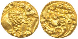 Western Gangas (10th- 11th century AD), Gold Gajapati Pagoda, 3.8g, an ornate elephant sta