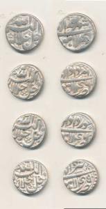 Akbar, Silver Rupee (4), Lahore Mint, Ilahi type, Months Amardad, Khurdad, Tir and Shahrew