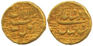 Shah Jahan, Gold Mohur, 10.88g, Burhanpur Mint, legend within square area (KM 260.6). Very