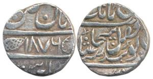 Multan Mint, Silver Rupee, 11.15g, Nanakshahi couplet, VS 1876 (KM 85). Extremely Fine, Ve