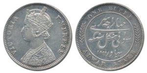 Mangal Singh (1874-1892 AD), Silver Rupee, 11.64g, with the name and portrait of Victoria 