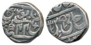 Mominabad Bindraban Mint, Silver ¼ Rupee, 5.16g, in the name of Shah Alam II, katar as min