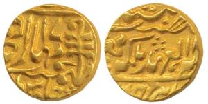 Madho Singh II, Gold Mohur, 10.89g, Sawai Jaipur Mint, with the name of Queen Victoria, AH