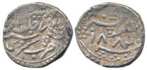 Bhauwar Pal (1875-1886 AD), Silver Rupee, 10.98g, Karauli Mint, with the name of Queen Vic